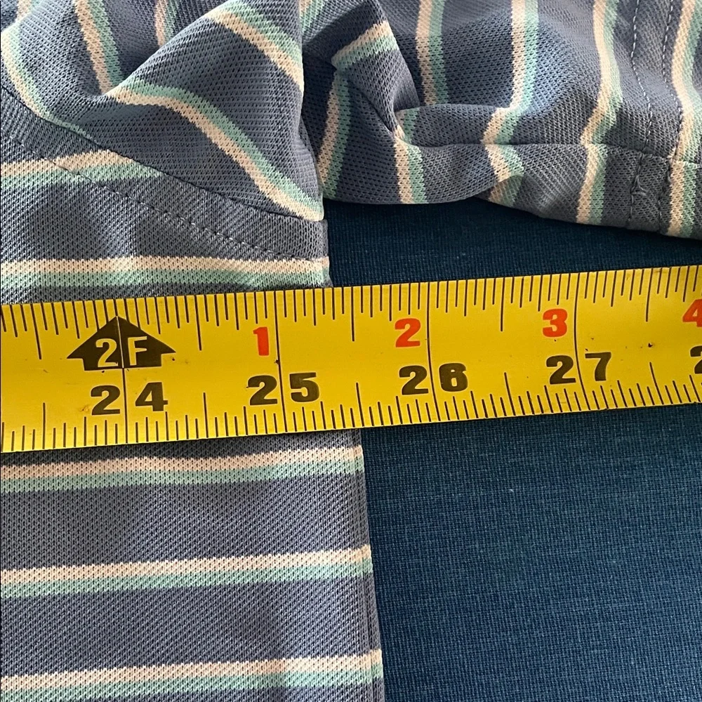 Peter Millar Blue and White Striped Polo Shirt